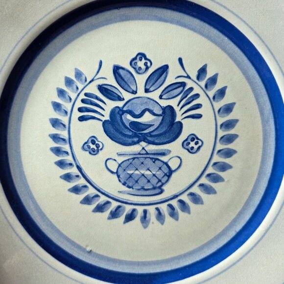 Arabia of Finland Blue Rose Dinner Plate Gray/Blue with Blue Flowers & Bands - Picture 9 of 12